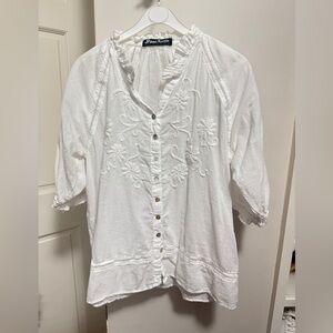 White Embroidered Blouse by JP and Mattie